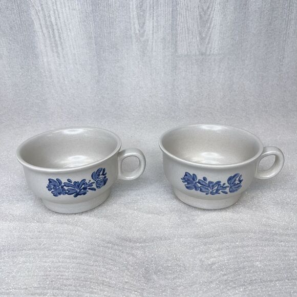 4x Pfaltzgraff Yorktowne Stoneware 1Y Flat Mug Vintage USA Castle Mark - Picture 2 of 15